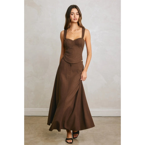 Linen Flared Maxi Skirt