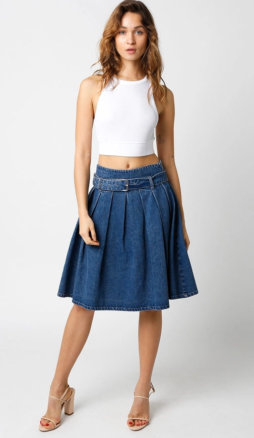 Dalya Denim Pleat Skirt