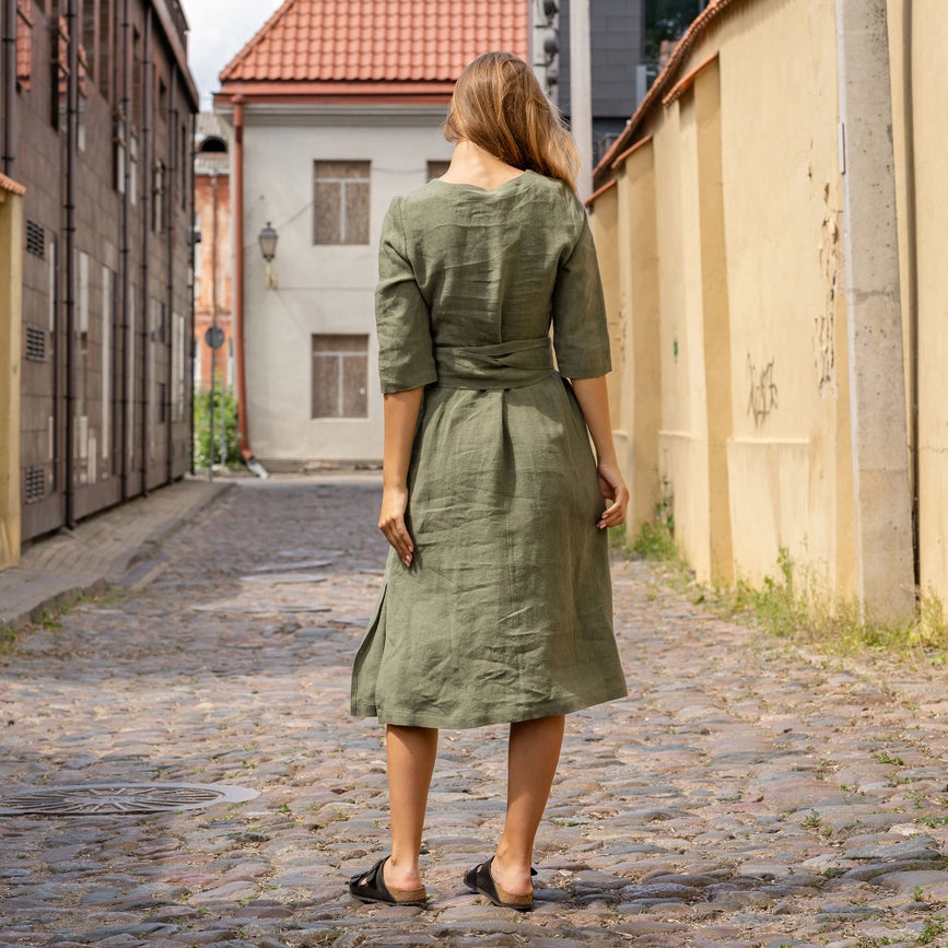 Dahlia Linen Wrap Dress