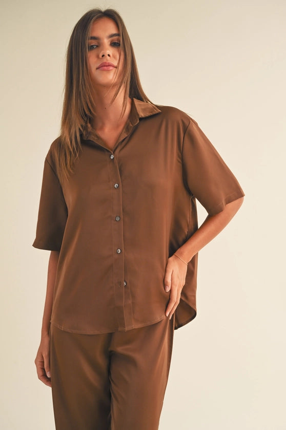 Chocolate Button Down Blouse
