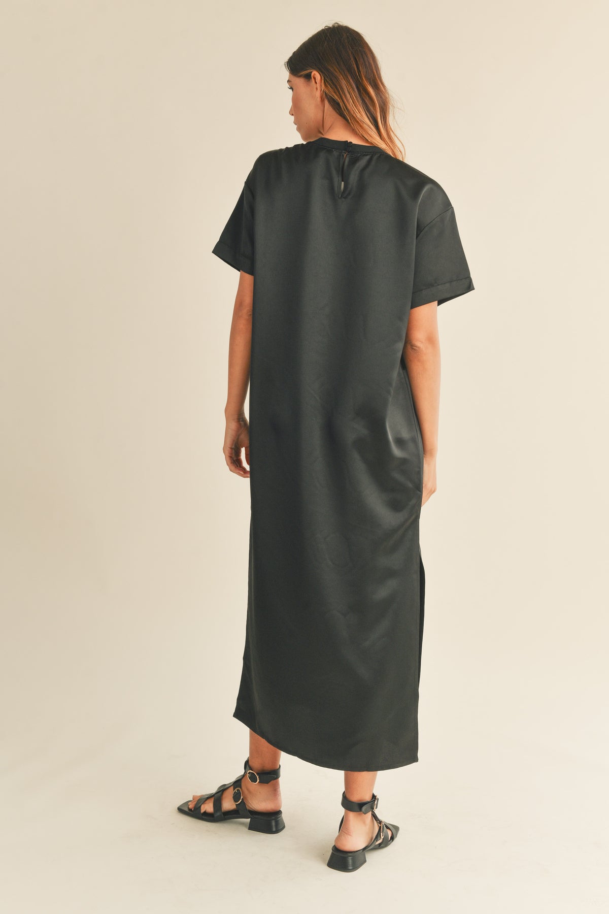 Maxi Satin Tee Dress