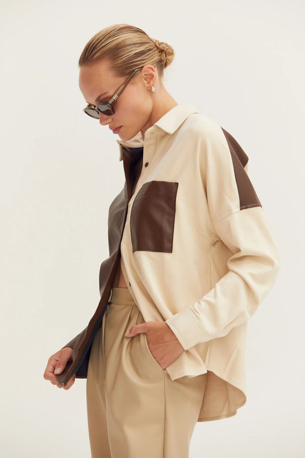 Leather Block Button Down