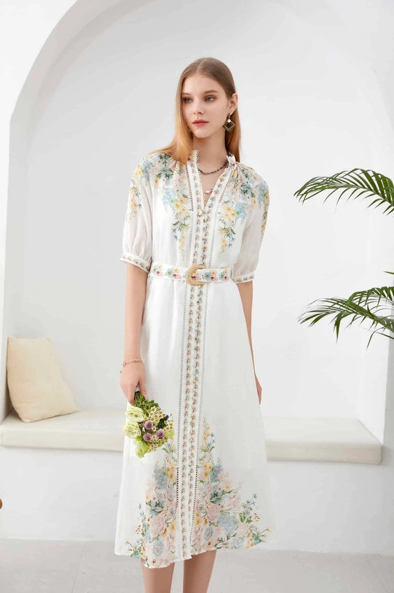 Royalty Floral Linen Dress DOLLY Royalty Floral Linen Dress DOLLY