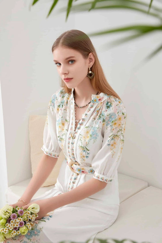 Royalty Floral Linen Dress Royalty Floral Linen Dress