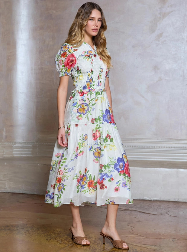 Botanical Garden Smocked  Dress