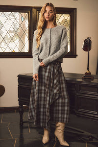 Playa Plaid Midi Skirt