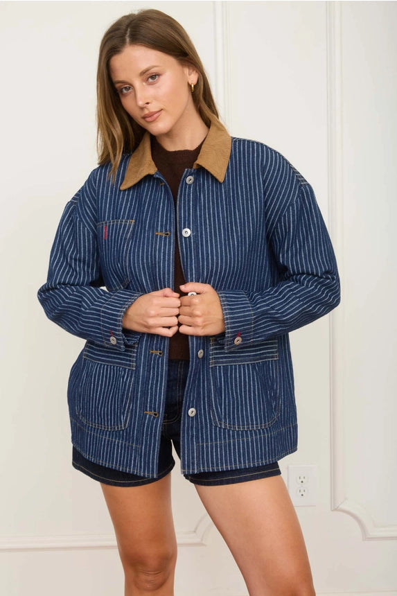 The It Striped Denim Shacket