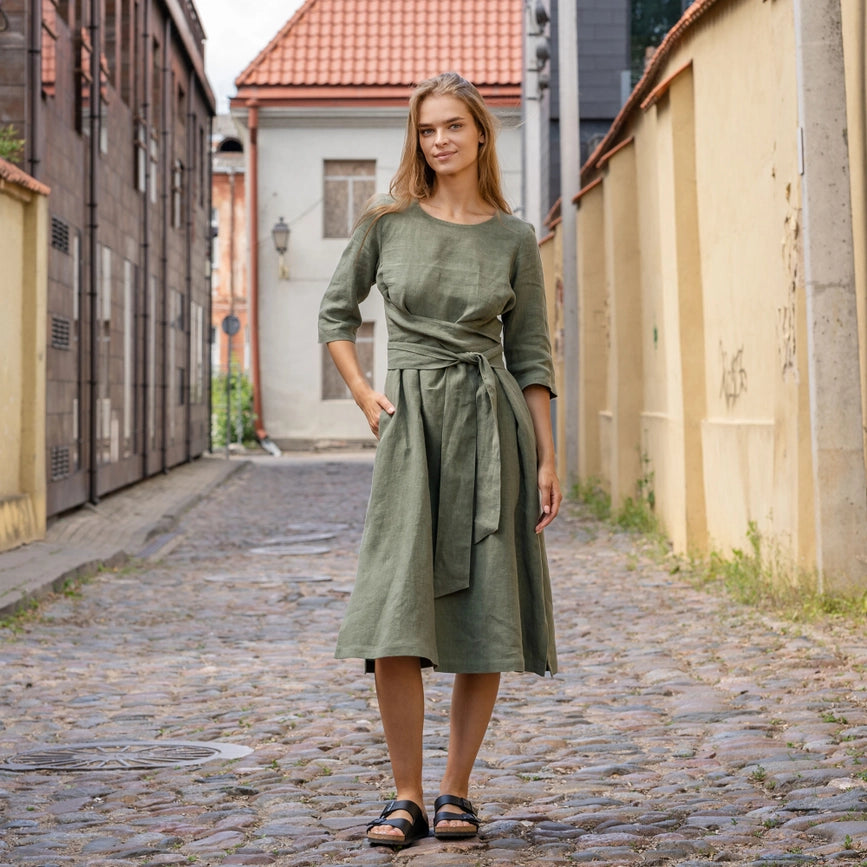 Dahlia Linen Wrap Dress