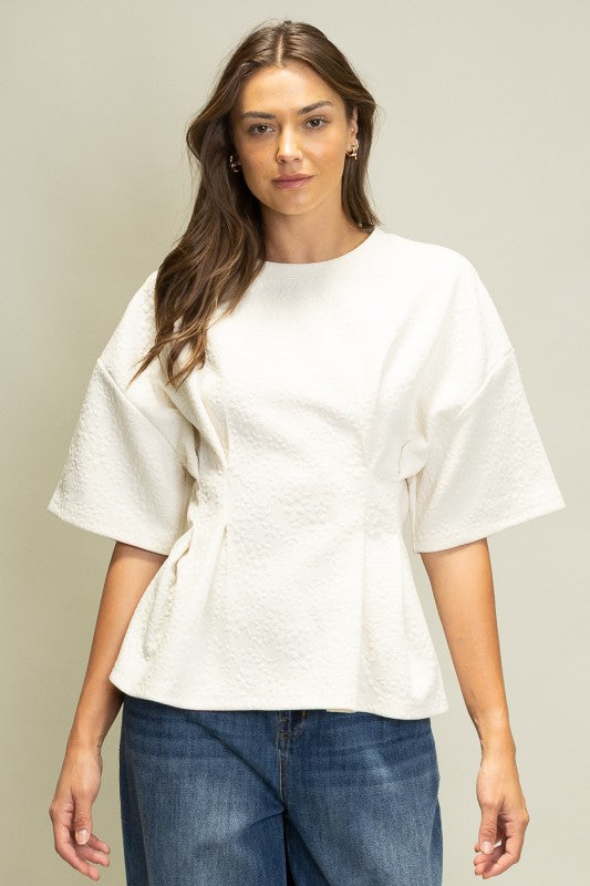 Jacquard Peplum Blouse