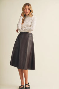 Needed Belted Leather Skirt
