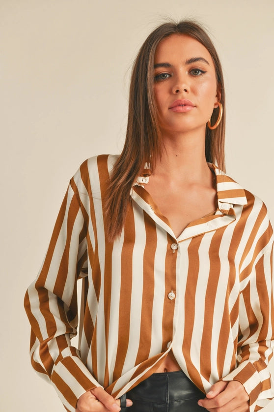 Toffee Striped Blouse
