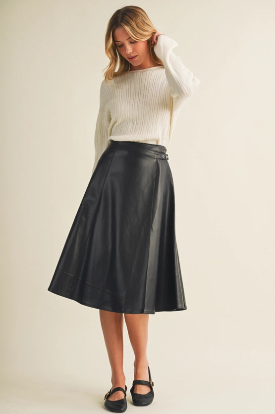 Needed Belted Leather Skirt