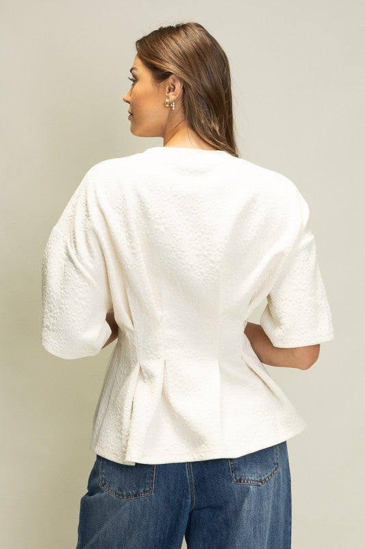 Jacquard Peplum Blouse