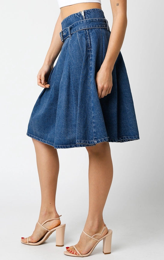 Dalya Denim Pleat Skirt