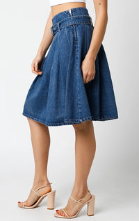 Dalya Denim Pleat Skirt