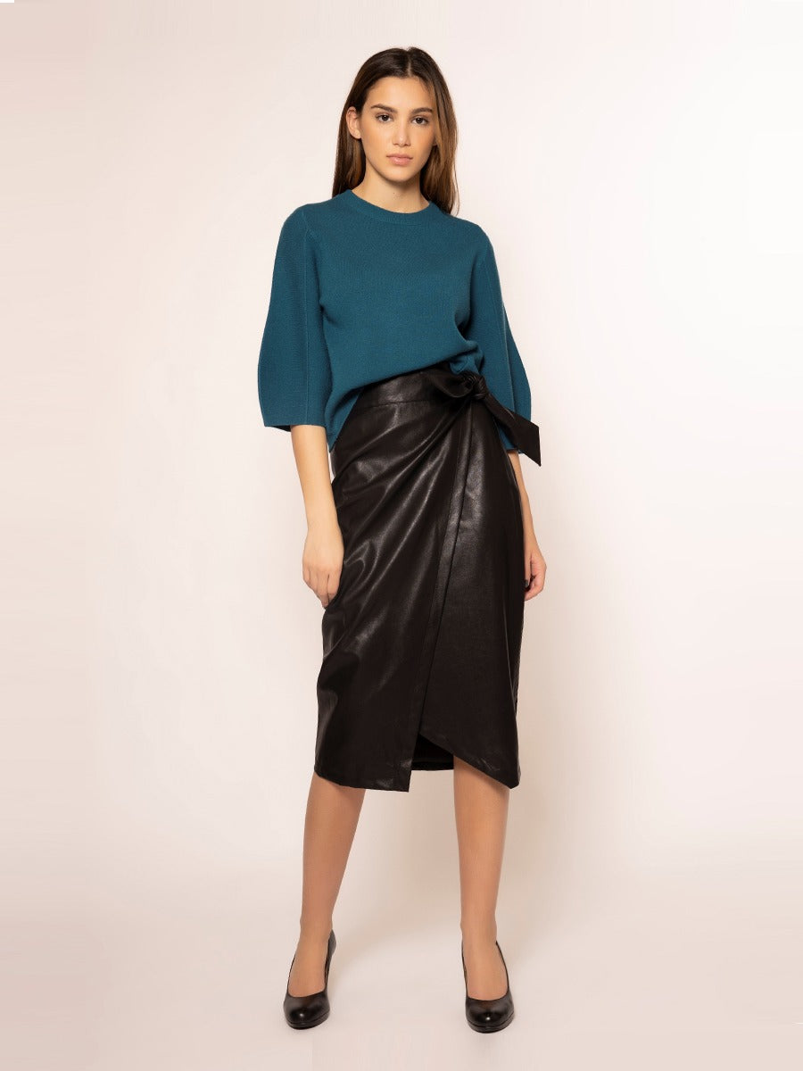 Grace Leather Wrap Skirt