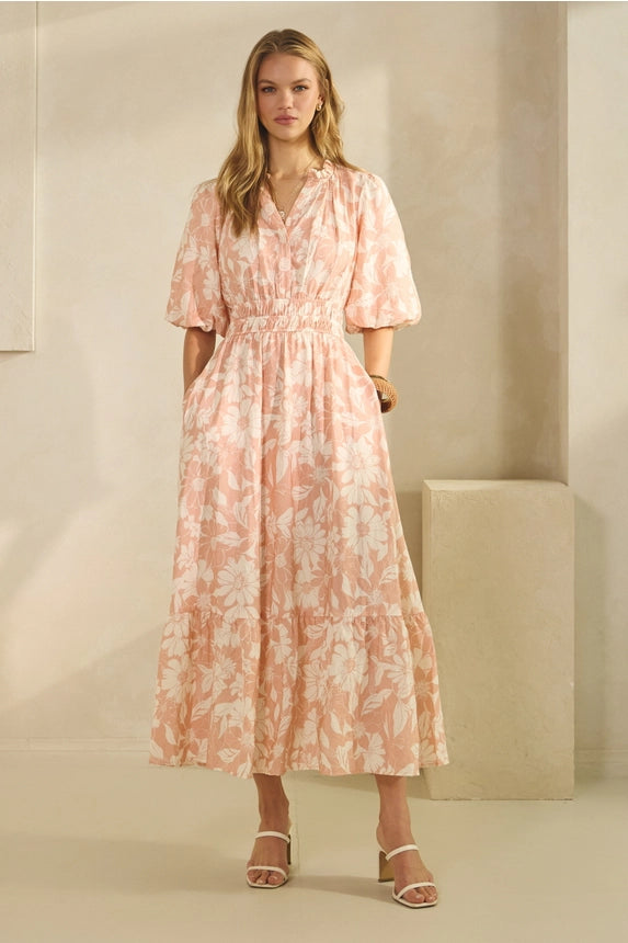 summer maxi midi dress Celine Floral Tie Strap Bustier Maxi Dress