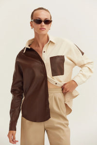 Leather Block Button Down