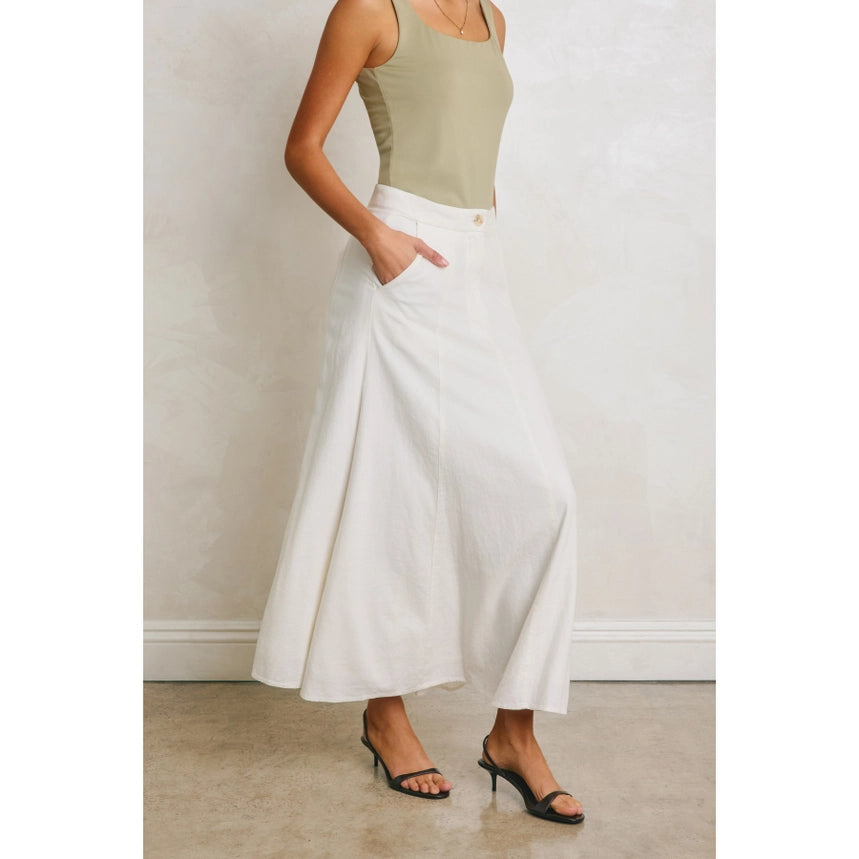 Linen Flared Maxi Skirt