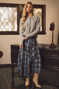 Playa Plaid Midi Skirt