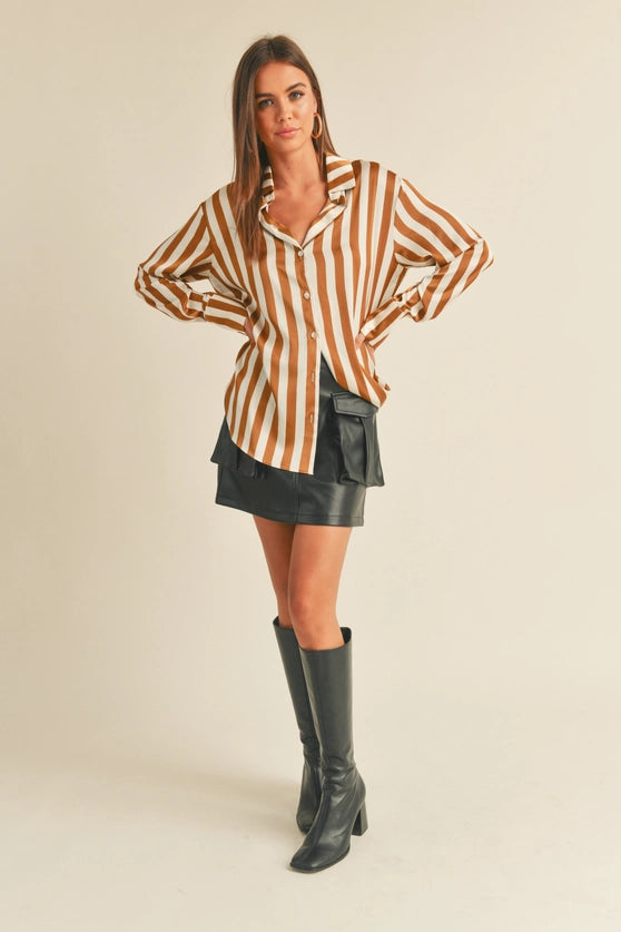 Toffee Striped Blouse