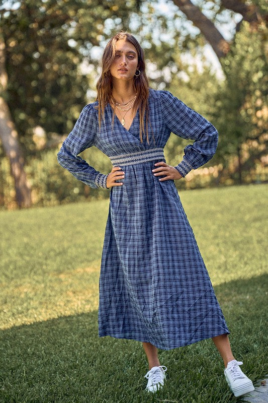 Plaid cheap maxi dress