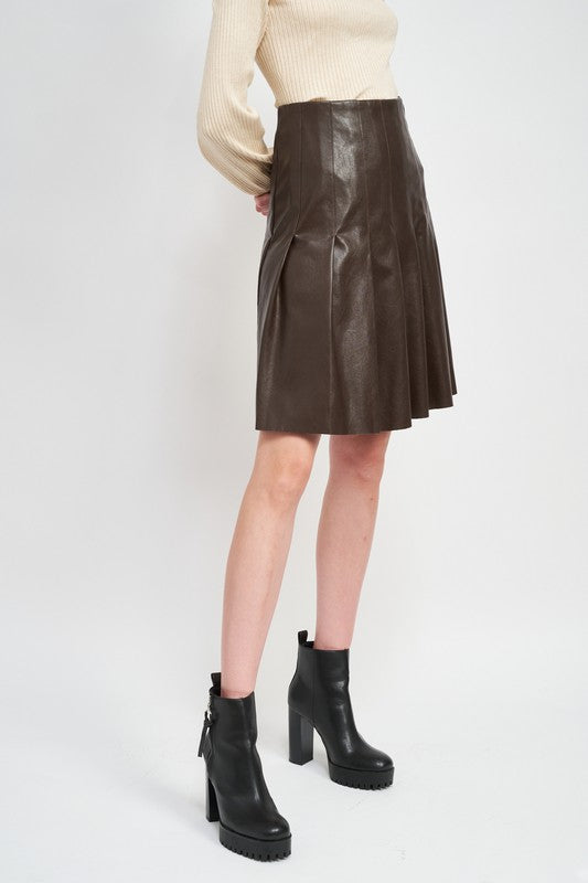 Chocolate Leather Skirt