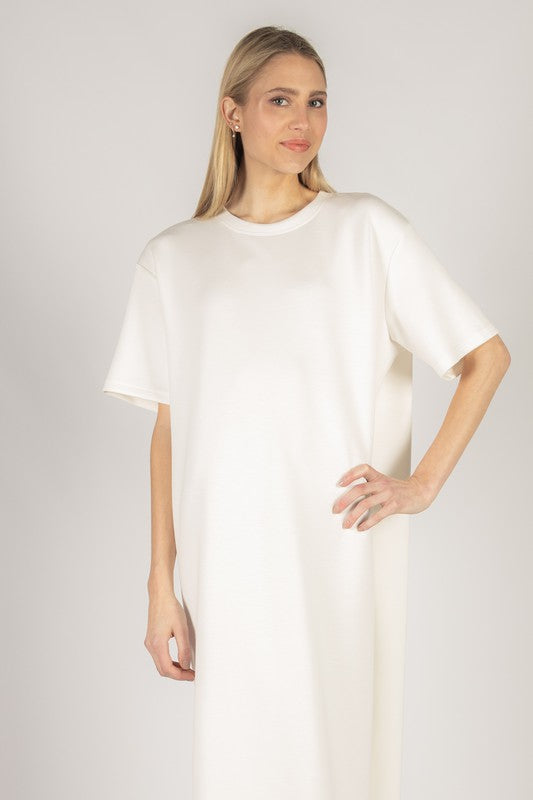 white t shirt dress maxi Hexagon Organic Cotton T-Shirt Dress White
